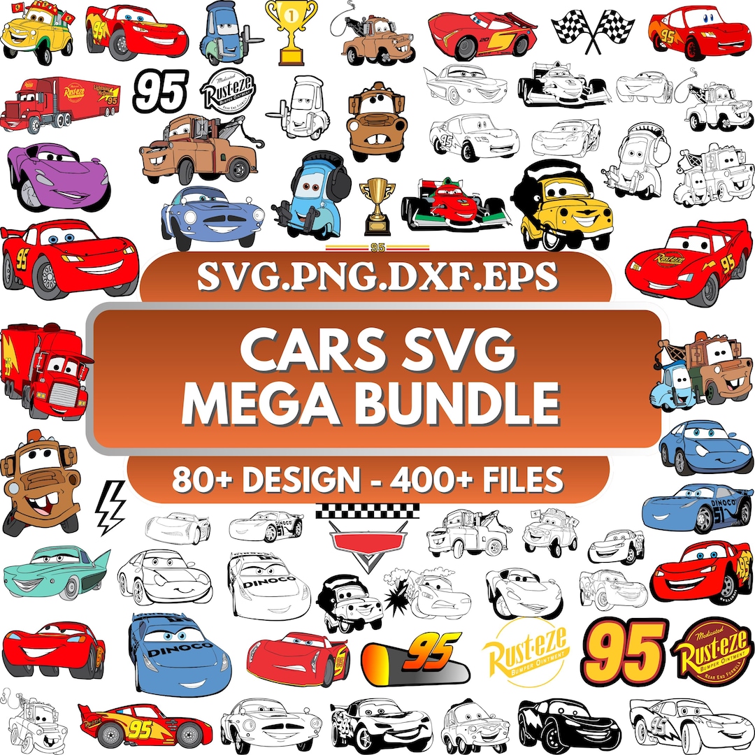 Cars SVG Mega Bundle, Cartoon Svg, Cutting Files for Cricut, Laser Cut ...
