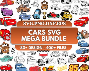 Cars SVG Mega Bundle, Cartoon Svg, Cutting Files for Cricut, Laser Cut Files, Sports Car Svg, Movie Svg, Dxf, Eps, Pdf, PNG