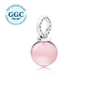 Love Potion Pink Pendant Charm, Sterling Silver with Crystal, Romantic Bottle Dangle with Box