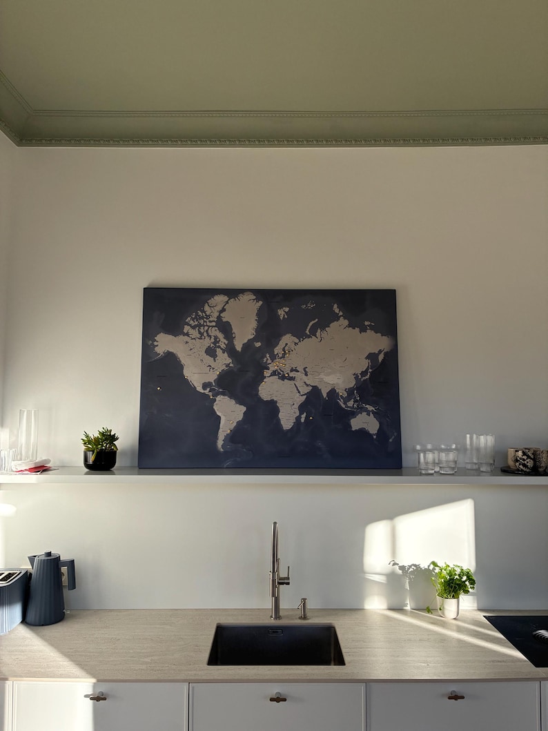 Modern Minimalist World Map Print | Large (A0) Digital Instant Download | Travel Decor image 8