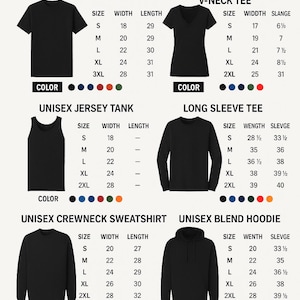 K&ouml;nnte beinhalten: Gr&ouml;&szlig;entabelle f&uuml;r Unisex-Kleidung: Heavy Cotton T-Shirts, V-Ausschnitt-T-Shirts, Tanktops, Langarm-T-Shirts, Crewneck-Sweatshirts und Kapuzenpullover. Ma&szlig;e in cm.
