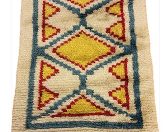 Vintage Swedish Rya Rug: Handmade Wool Carpet, Mid Century Modern
