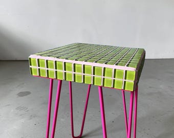 Handmade ceramic coffee table, mosaic furniture, from tiles, interior design