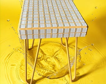 Handmade ceramic coffee table, mosaic furniture, from tiles, interior design