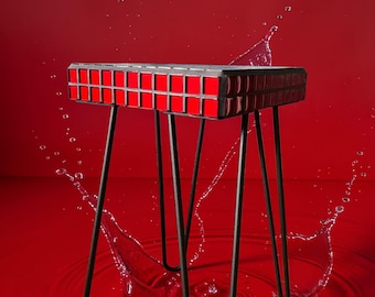 Handmade ceramic coffee table, mosaic furniture, from tiles, interior design