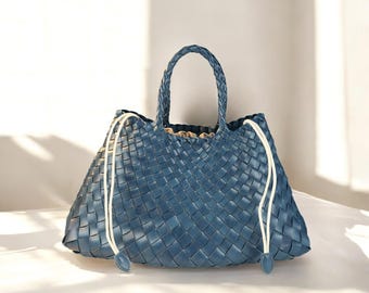 Genuine Leather Handbag for Women, Large Capacity Woven Dumpling Shoulder Crossbody Bag