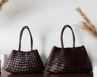 Torebka z pełnoziarnistej skóry plecionej, torebka pod pachę w stylu vintage, do codziennego użytku