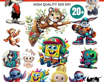 Cartoon PNG Bundle 20+ | High Quality 300 DPI | Cute Cartoon Characters PNG | Transparent Background | Sublimation & Print Design