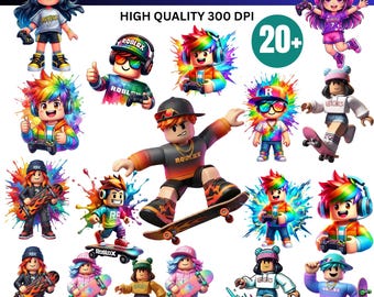 Roblox PNG Bundle 20+ | High Quality 300 DPI | Gamer Kids Clipart | Transparent PNG | Instant Download