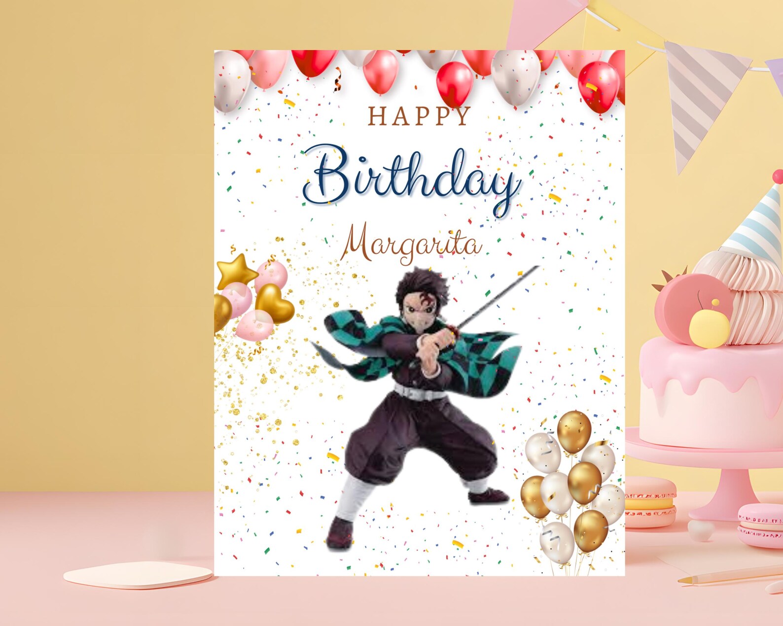 Editable Anime Birthday Card | Custom Happy Birthday Card | Printable ...