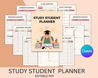 Study Planner: Weekly Homework and Goal Organizer (Editable PDF)