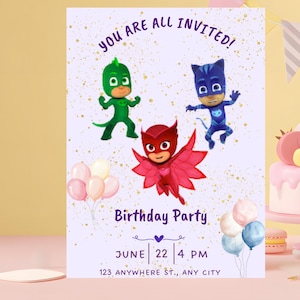 Editable Superhero Birthday Invite Template – Kids Party Canva Design