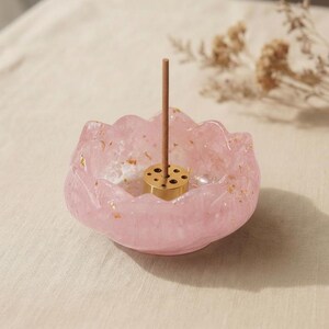 Rose Quartz Lotus Bowl Incense Holder - Crystal Decor for Meditation & Yoga image 5