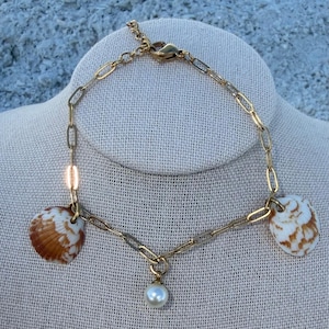 Coastal Shell Charm Bracelet with Freshwater Pearl | Handpicked Florida Beach Shells