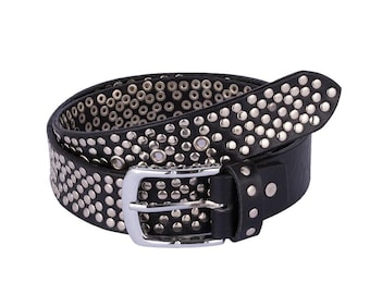 Studded Vintage Style Japanese Brand Punk Leather Belt, Buckle
