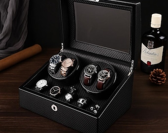 Spersonalizowane pudełko na nakręcanie zegarków, monogramowana gablota, prezent dla mężczyzn
