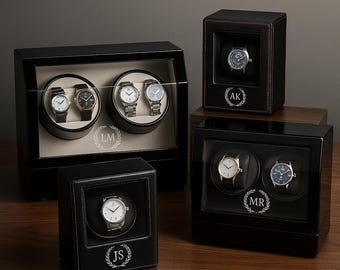 Spersonalizowane pudełko na nakręcanie zegarków, monogramowana gablota, prezent dla mężczyzn