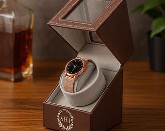Spersonalizowane pudełko na nakręcanie zegarków, monogramowana gablota, prezent dla mężczyzn