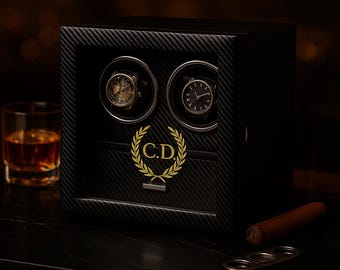 Spersonalizowane pudełko na nakręcanie zegarków, monogramowana gablota, prezent dla mężczyzn