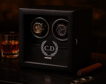 Spersonalizowane pudełko na nakręcanie zegarków, monogramowana gablota, prezent dla mężczyzn