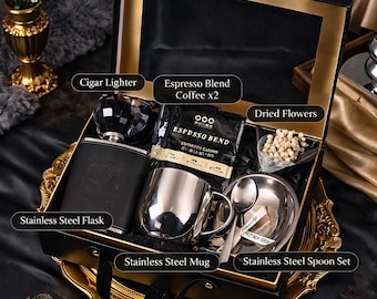 Luksusowy zestaw prezentowy dla drużbów, prezent z podziękowaniami dla świadka, czarno-złote etui na pamiątkę z herbatą, szklanką, ręcznikiem i kartką, upominek dla gości weselnych