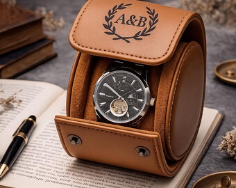 Spersonalizowane etui na zegarek ze skóry PU, etui podróżne na zegarek, prezent dla drużby
