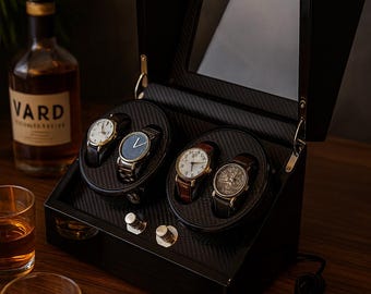 Spersonalizowane pudełko na nakręcanie zegarków, monogramowana gablota, prezent dla mężczyzn