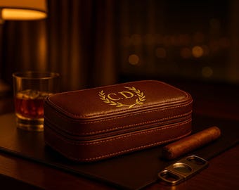 Spersonalizowane skórzane etui na zegarek podróżny, prezent z inicjałami dla mężczyzn