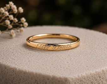 Anello in oro inciso personalizzato, gioielli da sposa minimalisti
