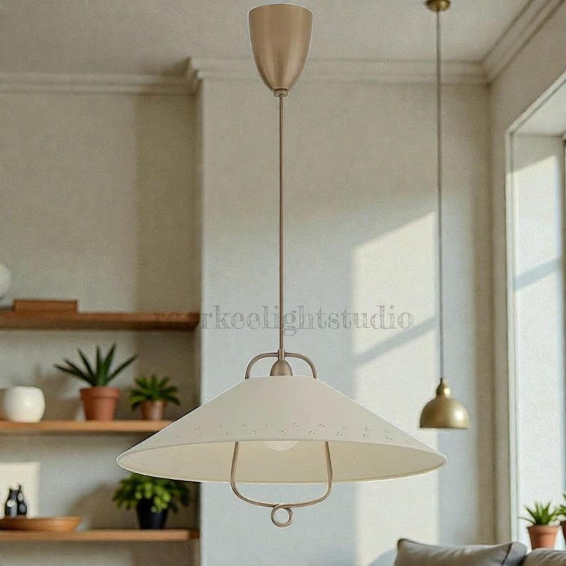 1950s Mid-Century Brass Chandelier, Handmade Italian Linear Pendant Ceiling Light image 1