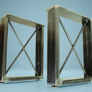 Patas de escritorio metálicas en forma de U hechas a mano, base de mesa de acero industrial (juego de 2)