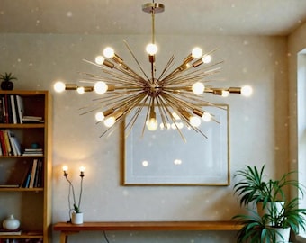 grote handgemaakte Spoetnik-kroonluchter, Urchin-statementlamp, modern plafondarmatuur