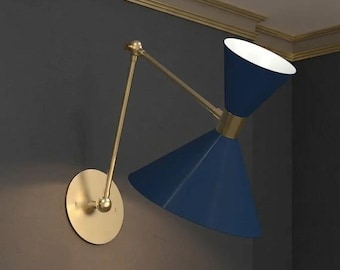 Messing wandkandelaar in Stilnovo-stijl – moderne Italiaanse diabololamp uit het midden van de eeuw