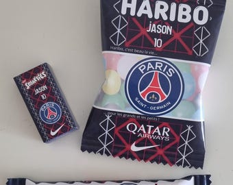Personalized Haribo | Birthday | Children's Birthday Decorations | Party Stationery | PSG Football Theme or Other Choices | Candy Bar | Sweets