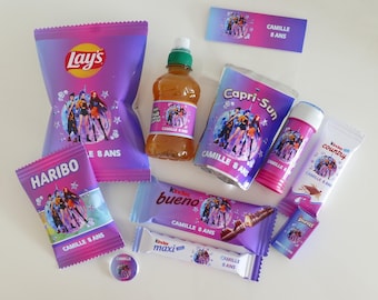 Personalized confectionery | Personalized candy | Children's birthday decorations | Children's party stationery | K-Pop theme or other themes of your choice