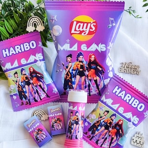 Candy bar anniversaire fille personnalisé | Décoration anniversaire | Sachet de bonbons personnalisé |Thème K-POP DEMON HUNTERS