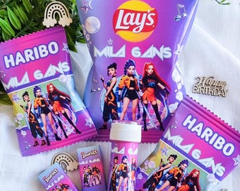 Personalized Girl's Birthday Candy Bar | Birthday Decorations | Personalized Candy Bags | K-POP DEMON HUNTERS Theme