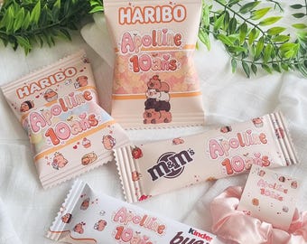 Personalized Girl's Birthday Candy Bar | Birthday Decorations | Personalized Candy Bags | Kawaii Capybara Theme