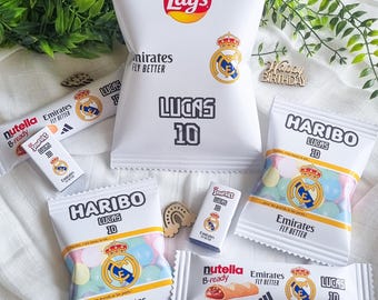 Personalized football birthday candy bag | Birthday decorations | Personalized party favors | Candy bar | Real Madrid theme