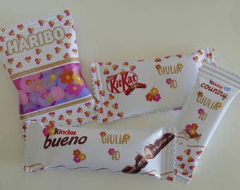 Personalized Confectionery | Personalized Sweets | Children's Birthday Decorations | Children's Party Stationery | Flower Theme or other options