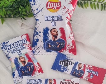 Personalized MBAPPE Boy's Birthday Candy Bar | Football Party Decorations | Personalized Candy Bags | Children's Party Favors