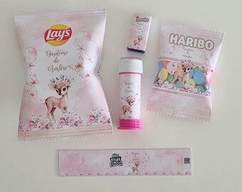 Personalized decorations | Birthday | Christening | Party decorations | Pink flower and bich theme or other options | Candy bar | Confectionery