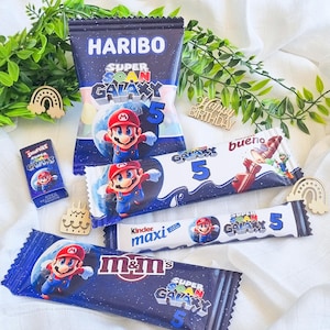 Sacchetto di caramelle personalizzato per il compleanno di un bambino | Decorazione per candy bar | Bomboniera personalizzata | Decorazioni per feste | Tema videogioco Mario