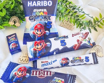 Personalized candy bag for a boy's birthday | Candy bar decoration | Personalized party favor | Party decorations | Mario video game theme