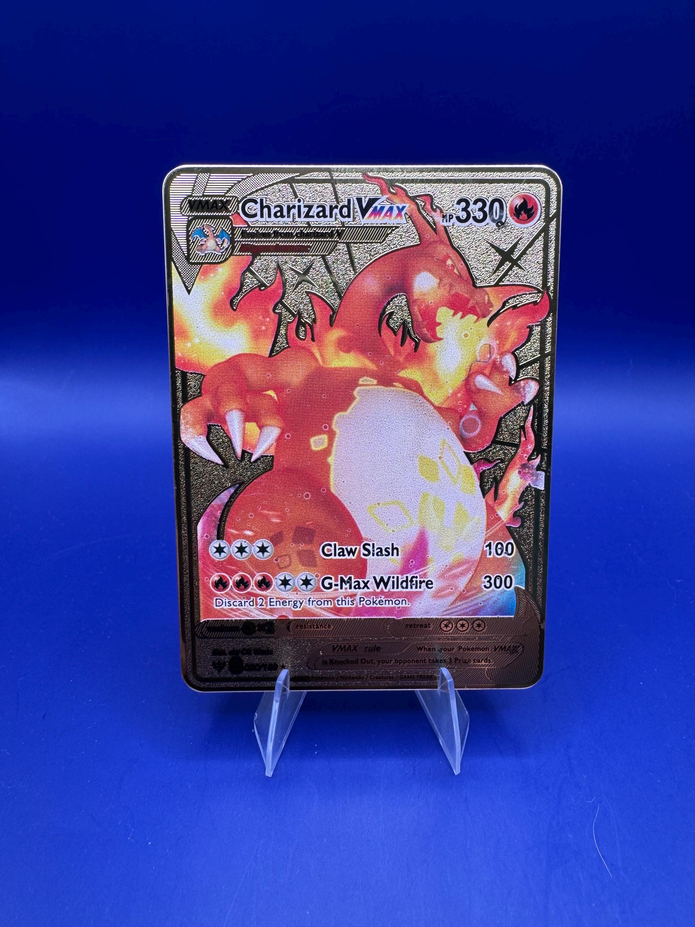 pokemon charizard vmax metal gold card Charizard VMAX Darkness Ablaze Gold Metal Pokemon Card