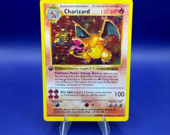 High Quality 1st Edition Shadowless Charizard Custom Handmade Holographic  Card With Pro Case Plus Free Shipping - Etsy