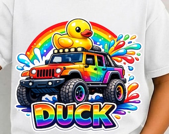 Jeep Duck PNG, Graffiti Drip Monster Truck Duck, Sublimation Design for Jeep Shirt, Digital Download, Neon Cars Graphic