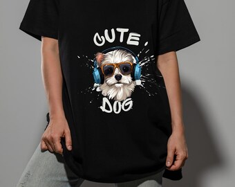 Funny Music Dog Sweatshirt, Puppy with Headphones Graphic