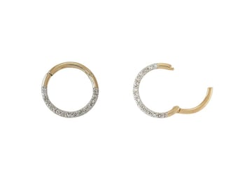 14k massief gouden diamanten slotsluiting, handgemaakte bedelhouder