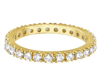 14k guld diamant alliansring, minimalistisk armband, april födelsesten, handgjorda smycken